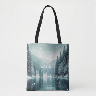 Schnee auf dem winterlichen Bergsee Tasche