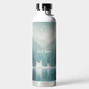 Schnee auf dem winterlichen Bergsee Trinkflasche