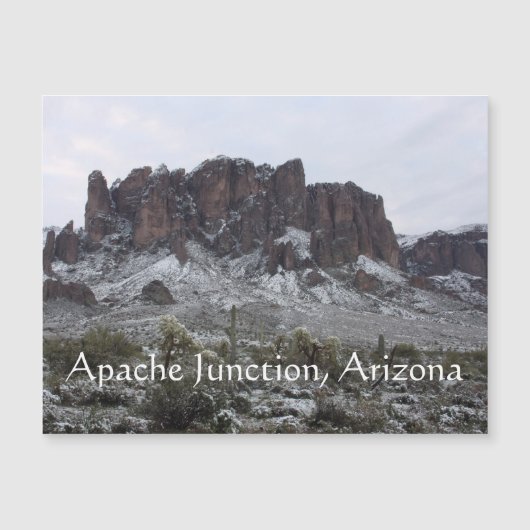 Schnee auf den Aberglaube-Bergen Magnetkarte (Vorderseite)