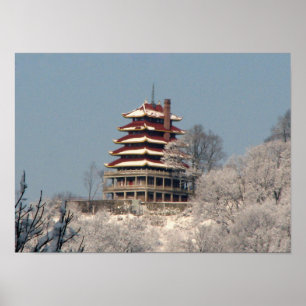 Schnee auf der Pagode Poster