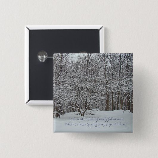 Schnee auf Dogwood Trefferquote Denis Waitley Button (Vorne & Hinten)