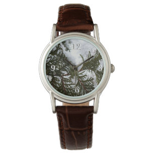 Schnee auf Evergreen Branchen Armbanduhr