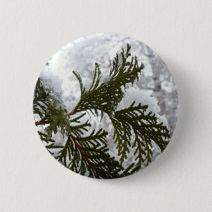 Schnee auf Evergreen Branchen Button