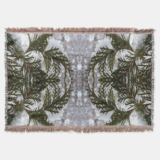 Schnee auf Evergreen Branchen Decke (Vorderseite)