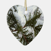Schnee auf Evergreen Branchen Keramik Ornament (Rechts)