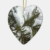 Schnee auf Evergreen Branchen Keramik Ornament (Links)