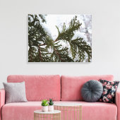 Schnee auf Evergreen Branchen Leinwanddruck (Insitu (Wohnzimmer))