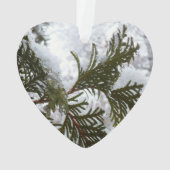 Schnee auf Evergreen Branchen Ornament (Rückseite)