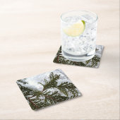 Schnee auf Evergreen Branchen Rechteckiger Pappuntersetzer (Vor Ort)