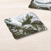 Schnee auf Evergreen Branchen Rechteckiger Pappuntersetzer (angewinkelt)