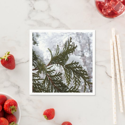 Schnee auf Evergreen Branchen Serviette (Beispiel)
