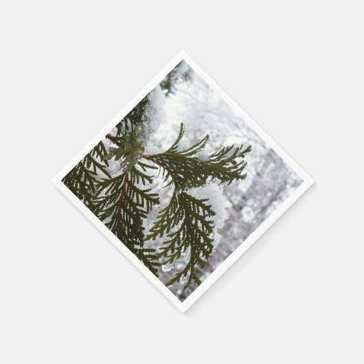 Schnee auf Evergreen Branchen Serviette (Ecke)
