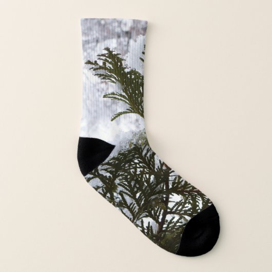 Schnee auf Evergreen Branchen Socken (Links - Innen)
