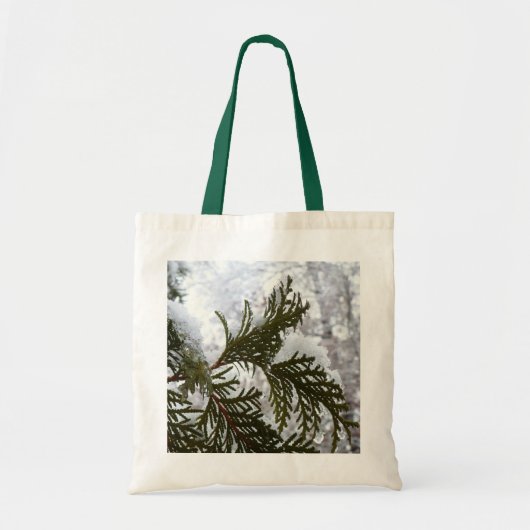 Schnee auf Evergreen Branchen Tragetasche (Vorne)