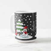 Schnee auf Kardinal, Schneemann und Pine Tree | Na Kaffeetasse (Vorderseite Links)