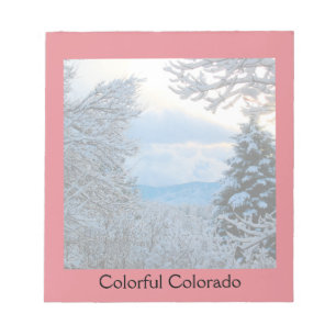 Schnee auf Pinien im Colorado Rocky Mountains Notizblock