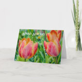 Schnee auf Tulips stark fördern Gedanken Karte (Vorderseite)