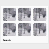 Schnee außerhalb von St. Paul's 2009 Quadratischer Aufkleber (Blatt)