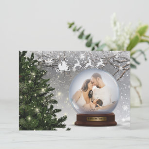 Schnee Ball Monogramm Name Familie Feiertagskarte