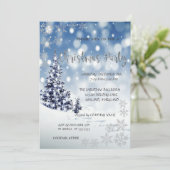 Schnee, Baum, Schneeflocken, Weihnachtsfest im Unt Einladung (Stehend Vorderseite)