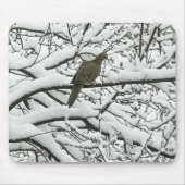 Schnee Baum Zweige Vogel (Fotografie von mir) Mousepad (Vorne)