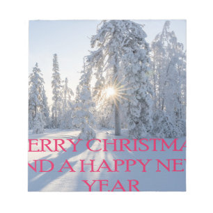 SCHNEE, BÄUME, DIE SONNE, BEREIT FÜR CHRISTMAS NOTIZBLOCK