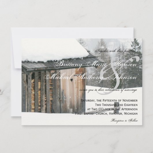 Schnee-Bäume mit Herz-Winter-Hochzeits-Einladungen Einladung (Vorderseite)