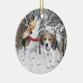Schnee-Beagle-Welpen in der Keramik Ornament (Rechts)
