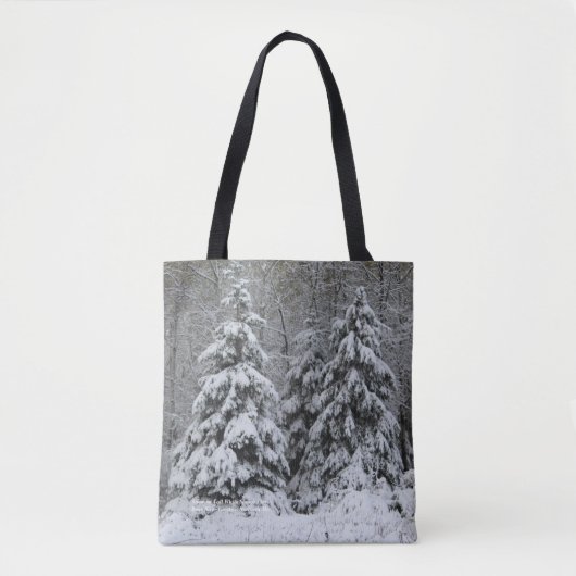 Schnee bedeckt Tallweißer Spruß Tasche (Vorderseite)
