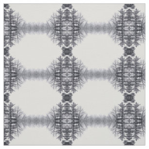 Schnee-bedeckte Bäume und Hexagon-Foto-Gewebe Stoff