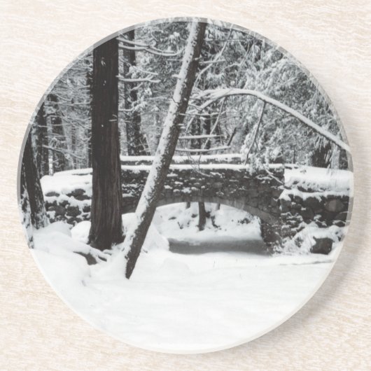 Schnee-bedeckte Brücken-Untersetzer Getränkeuntersetzer (Vorne)