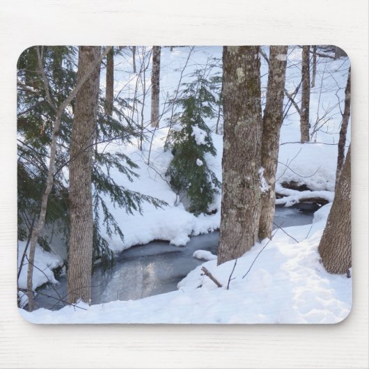 Schnee bedeckte Holz Mousepad (Vorne)