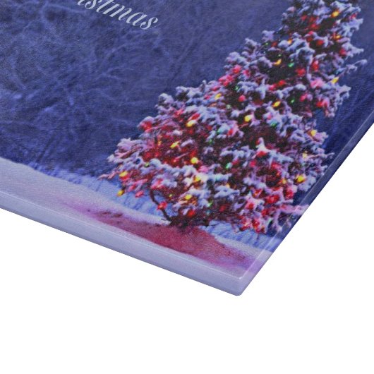 Schnee bedeckte Weihnachtsbaum Schneidebrett (Ecke)