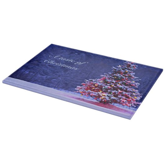 Schnee bedeckte Weihnachtsbaum Schneidebrett (Ecke)