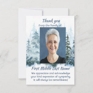Schnee bedeckter Wald Gedenk Dankeschön Dankeskarte