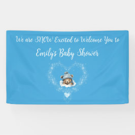 Schnee begeistert Blue Teddy Bear Baby Dusche Banner