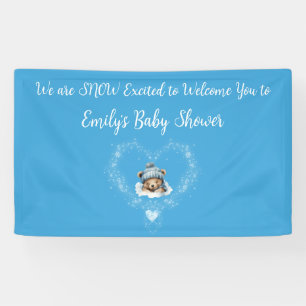 Schnee begeistert Blue Teddy Bear Baby Dusche Banner