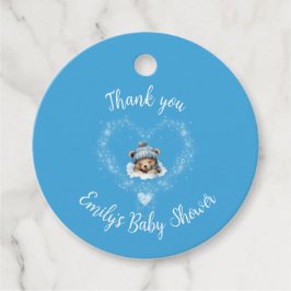 Schnee begeistert Blue Teddy Bear Baby Dusche Geschenkanhänger