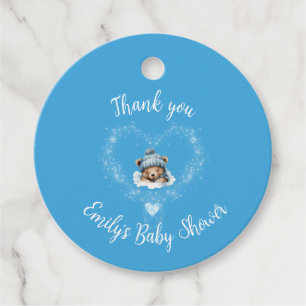 Schnee begeistert Blue Teddy Bear Baby Dusche Geschenkanhänger