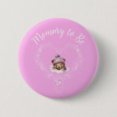 Schnee begeistert Pink Teddy Bear Baby Dusche Button (Vorderseite)