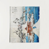 Schnee bei Benzaiten Shrine in Inokashira Pond uki Wandteppich (Vorderseite)