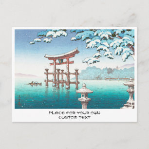 Schnee bei Miyajima hängende Winterlandschaft Wass Postkarte