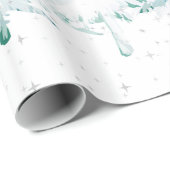 Schnee beladenes Weiß auf grünen Weihnachtsbäumen Geschenkpapier (Rolleneckpunkt)