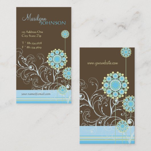 Schnee-Blumen-Wirbelblaue Visitenkarte (Vorne/Hinten)