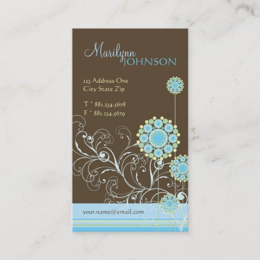 Schnee-Blumen-Wirbelblaue Visitenkarte (Vorderseite)