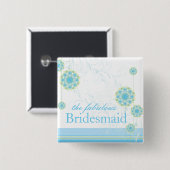 Schnee-Blumen-Wirbels-blauer Button (Vorne & Hinten)