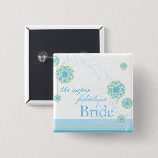 Schnee-Blumen-Wirbels-blauer Button (Vorne & Hinten)