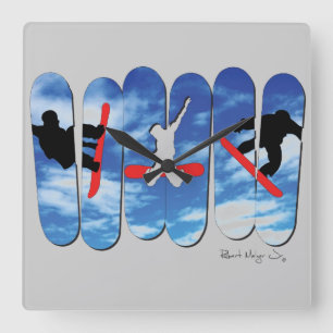 Schnee-Boarding-freie Art-Uhr Quadratische Wanduhr