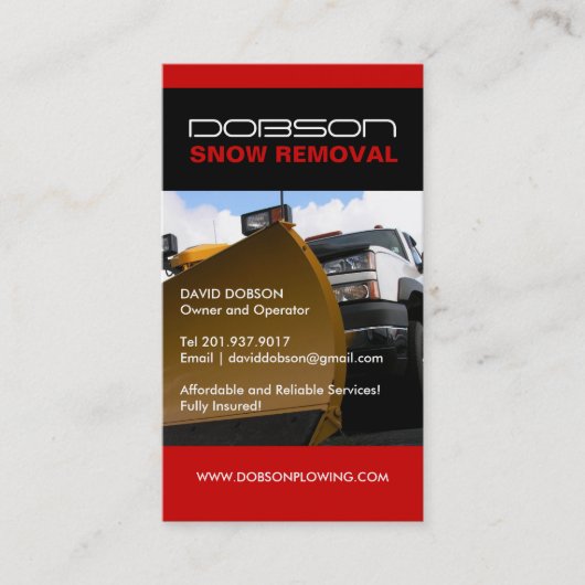 Schnee, der Visitenkarte pflügt (Vorderseite)