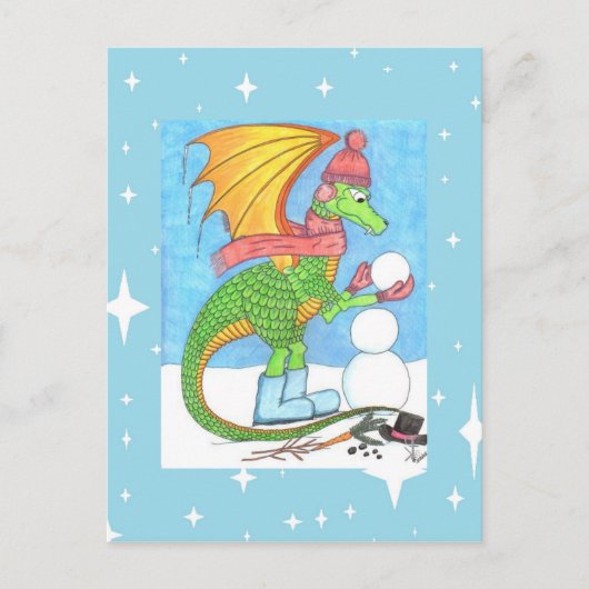 Schnee-Drache-Postkarte Postkarte (Vorderseite)